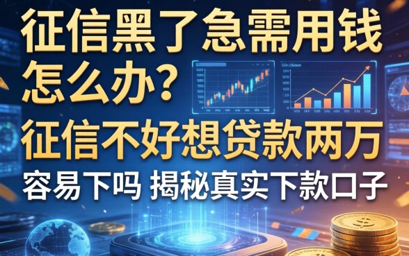 征信黑了急需用钱怎么办？征信不好想贷款两万容易下吗？揭秘真实下款口子