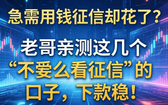 急需用钱征信却花了？老哥亲测这几个“不怎么看征信”的口子，下款稳！