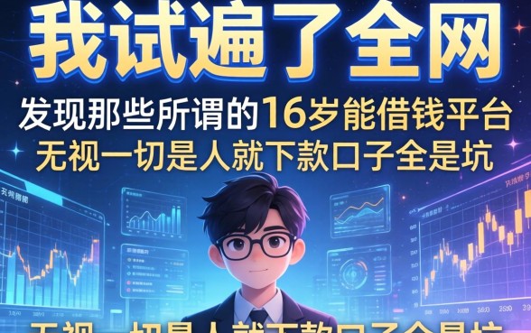 我试遍了全网，发现那些所谓的16岁能借钱的平台和无视一切是人就下款口子全是坑