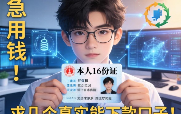 急用钱！本人16岁有身份证，求推荐几个真实能下款的口子！