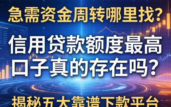 急需资金周转哪里找？信用贷款额度最高口子真的存在吗？揭秘五大靠谱下款平台