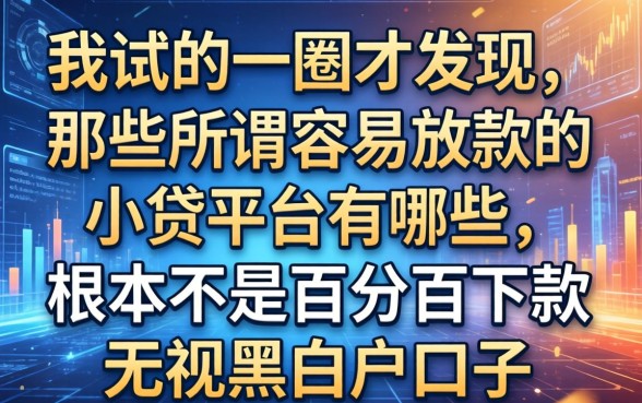我试了一圈才发现，那些所谓容易放款的小贷平台有哪些，根本不是百分百下款无视黑白户口子