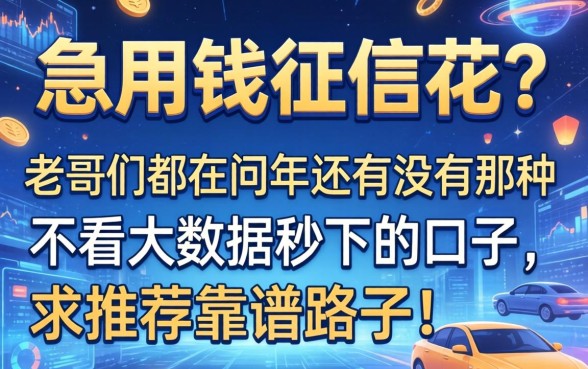 急用钱征信花？老哥们都在问2026年还有没有那种不看大数据秒下的口子，求推荐靠谱路子！