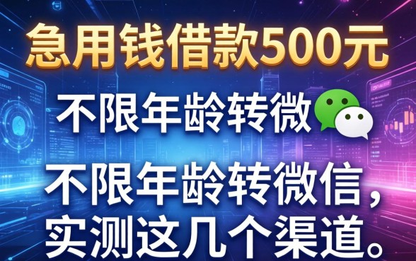 急用钱借款500元不限年龄转微信，实测这几个渠道