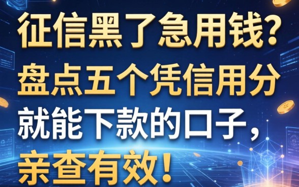 征信黑了急用钱？盘点五个凭信用分就能下款的口子，亲测有效！