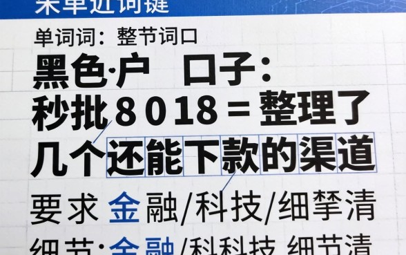 黑户口子秒批8018：整理了几个还能下款的渠道