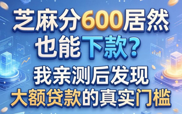 芝麻分600居然也能下款？我亲测后发现大额贷款的真实门槛