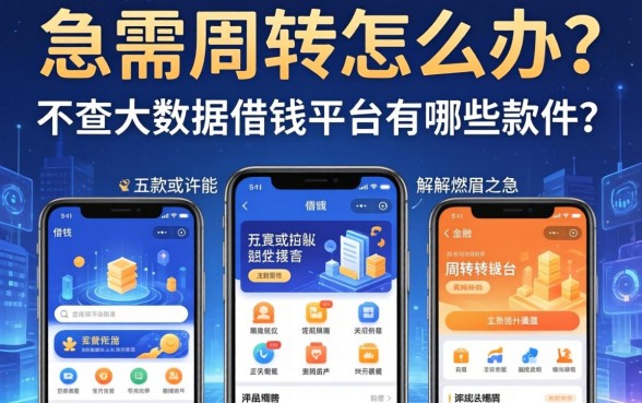 急需周转怎么办？不查大数据的借钱平台有哪些软件？这五款或许能解燃眉之急